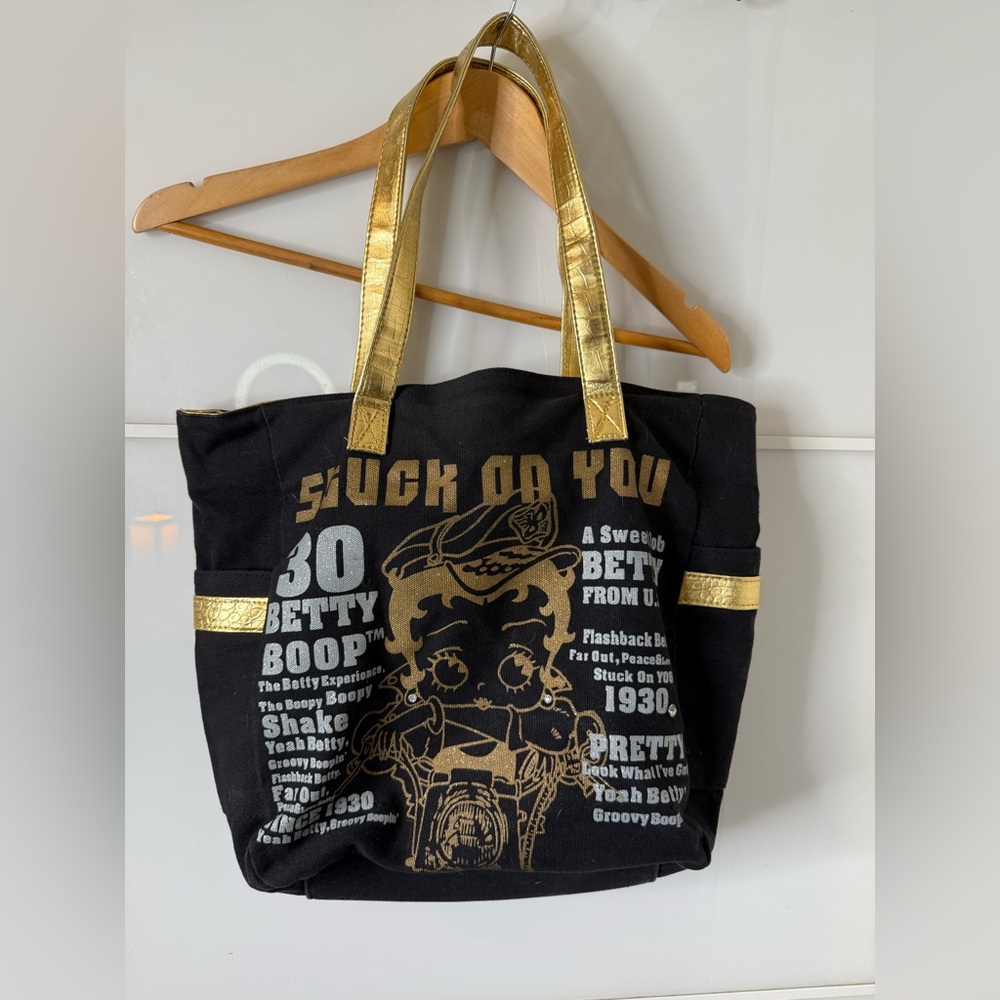 Y2K Rare Betty Boop Black and Gold Graphic Tote